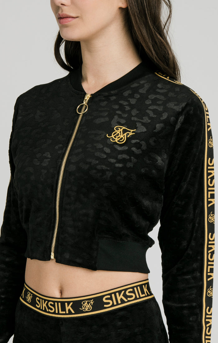 SikSilk Debossed Velour Bomber - Black (1)
