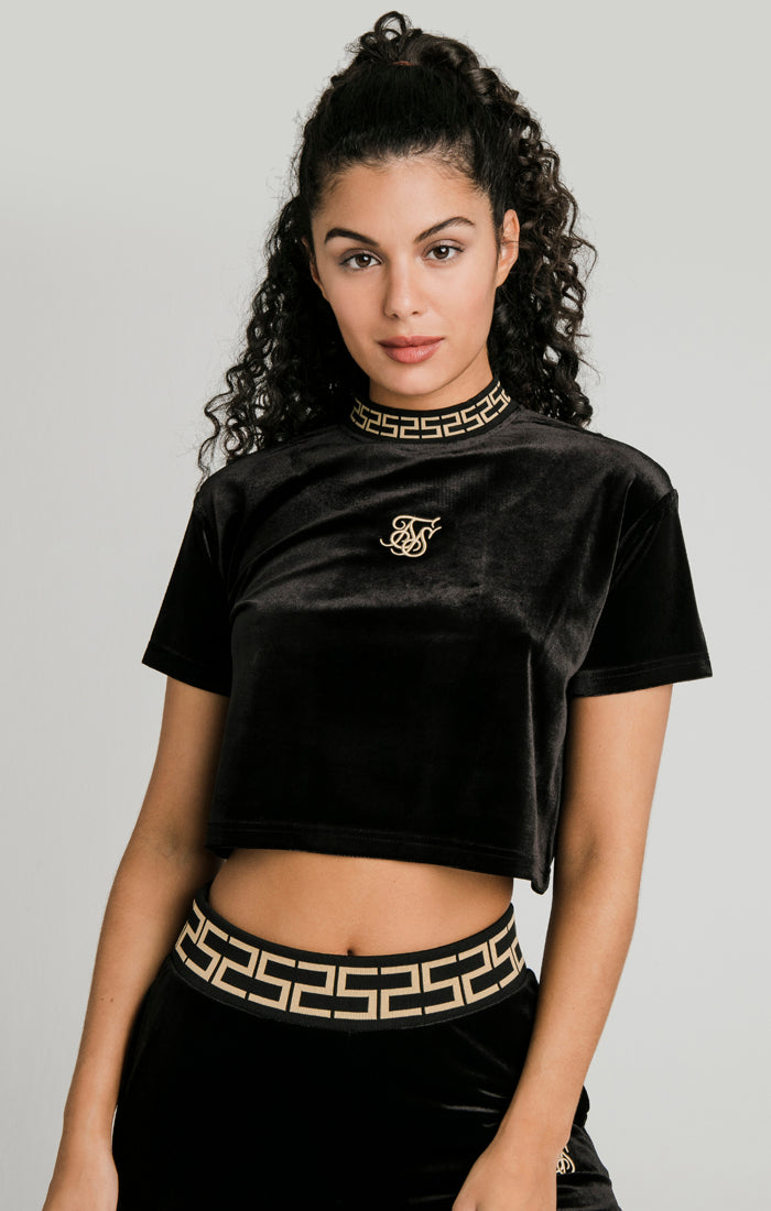 Black Velour Crop T-Shirt