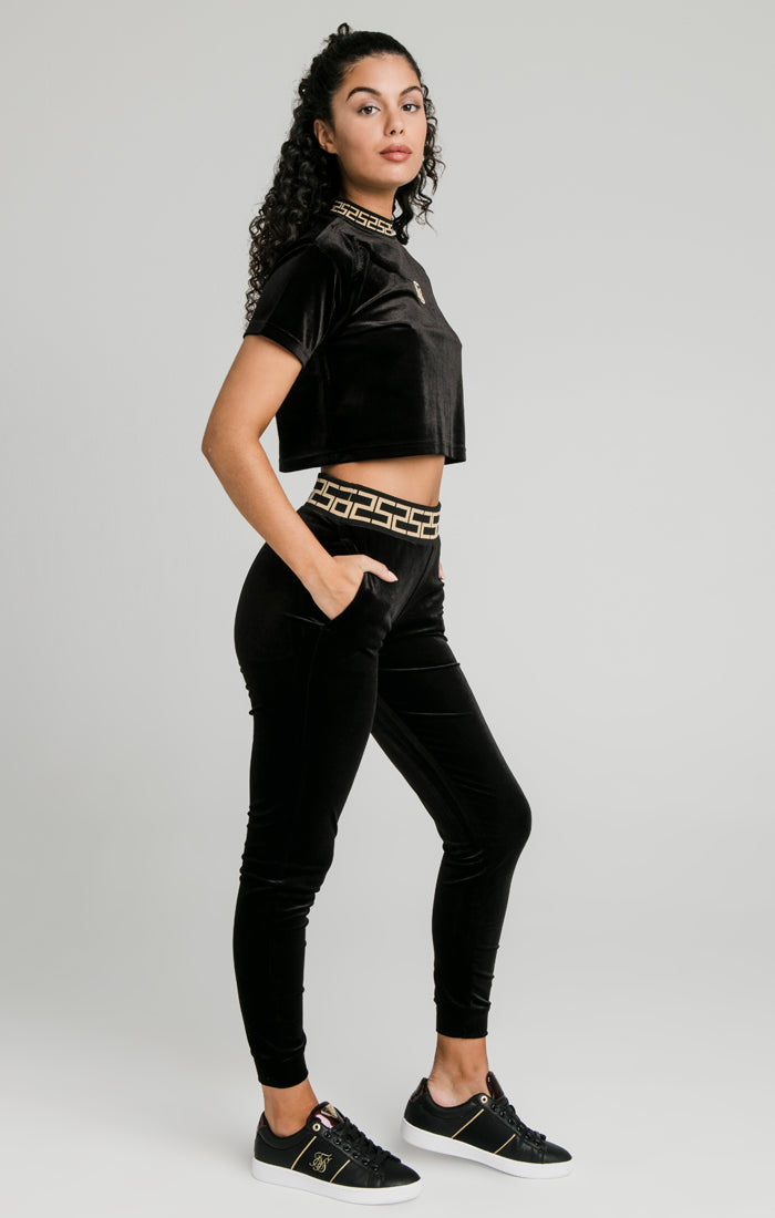 Black Velour Crop T-Shirt (3)