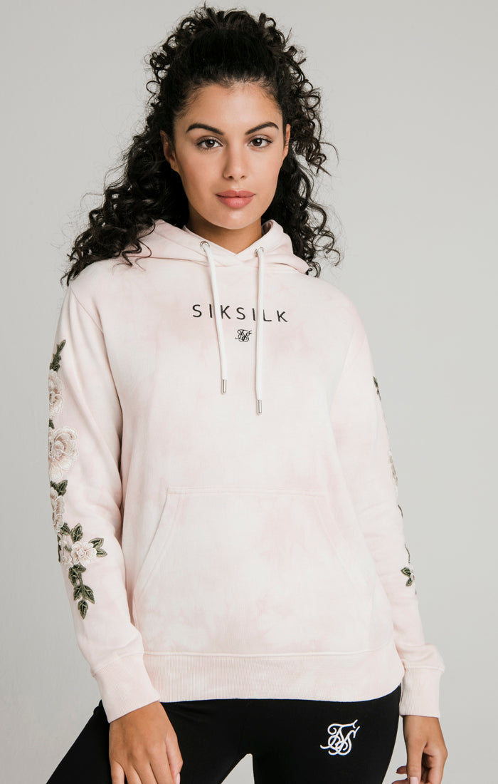 SikSilk Tye-Dye Floral Overhead Hoodie - Pink