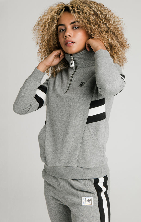 SikSilk Luxe Track Top - Grey Marl