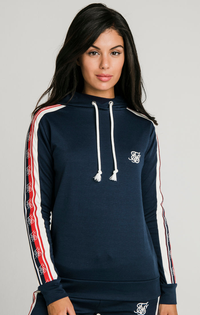 SikSilk Classic Tape Longline Hoodie - Navy