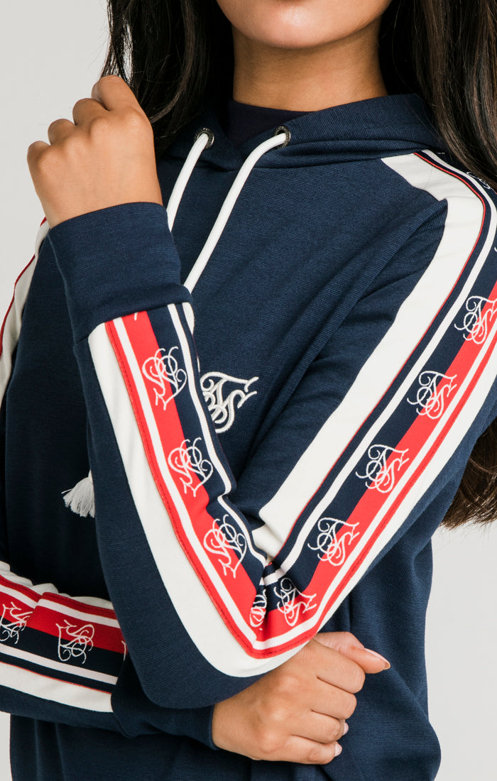 SikSilk Classic Tape Longline Hoodie - Navy (1)