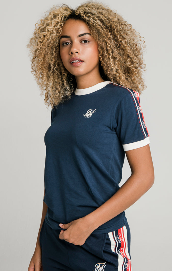 SikSilk Classic Tape Ringer Tee - Navy