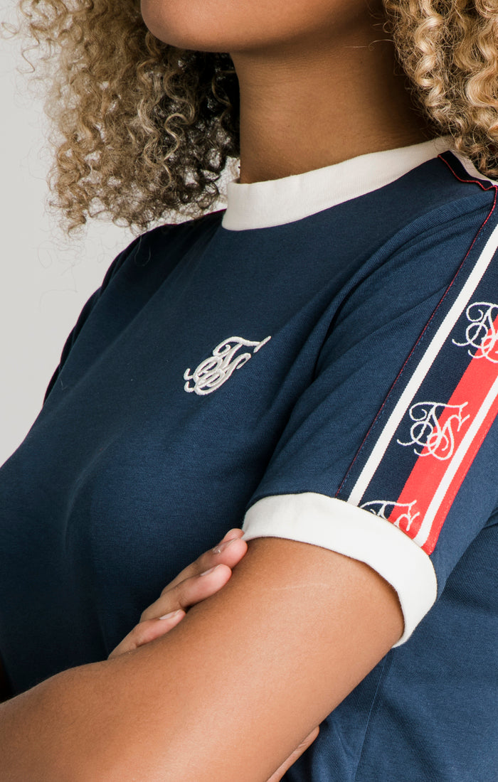 SikSilk Classic Tape Ringer Tee - Navy (1)