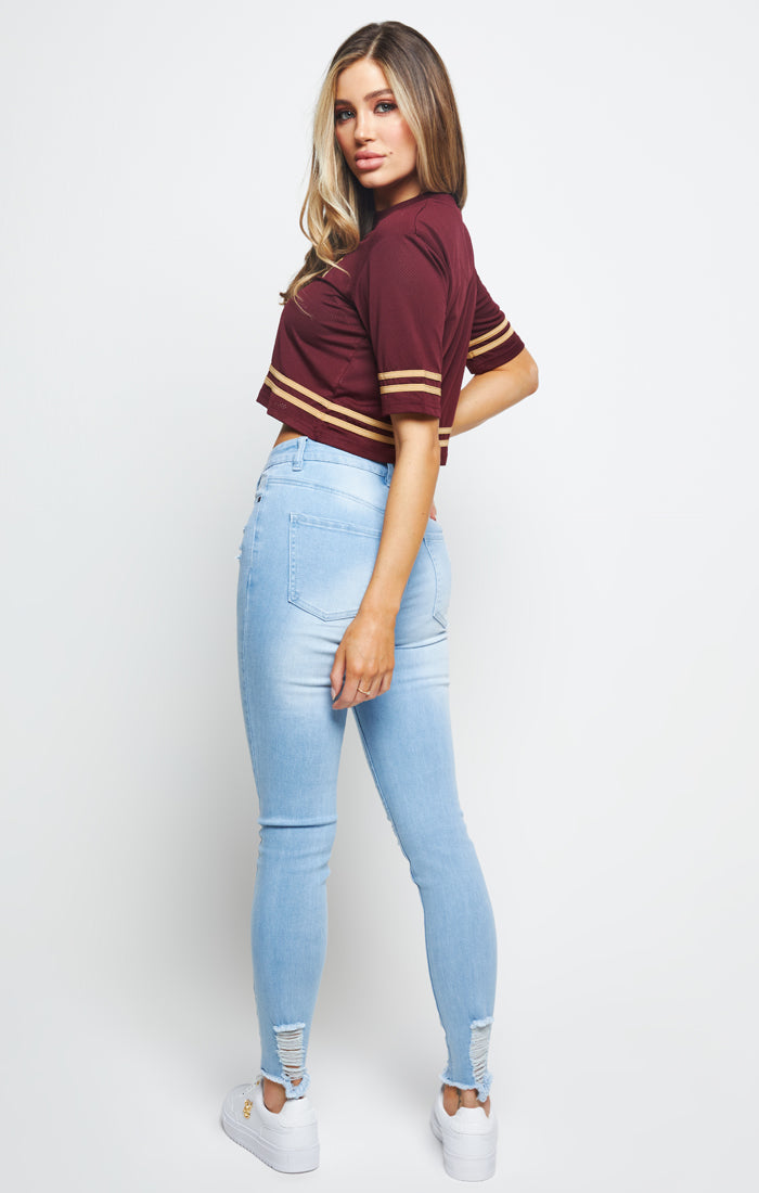 SikSilk Mesh Crop Tee - Burgundy (3)