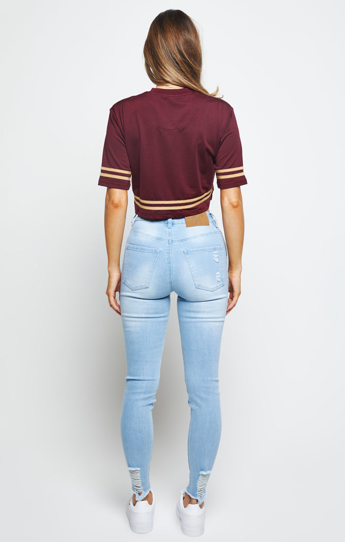 SikSilk Mesh Crop Tee - Burgundy (4)