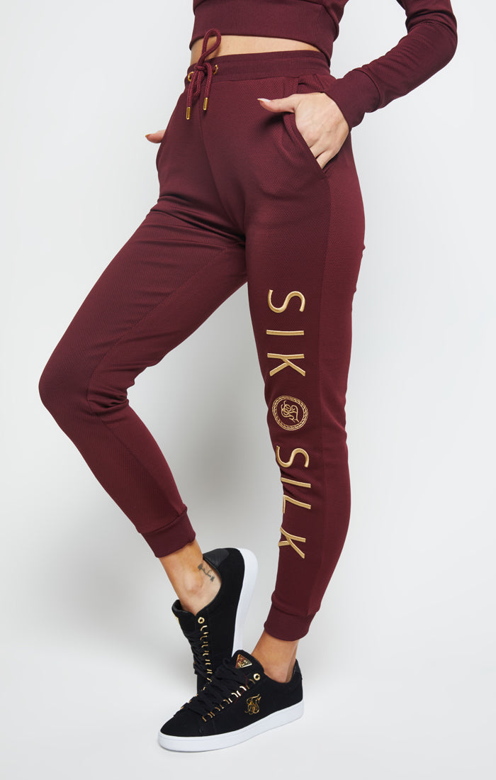 SikSilk Eyelet Mesh Track Pants - Burgundy