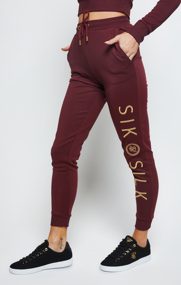 SikSilk Eyelet Mesh Track Pants - Burgundy (1)