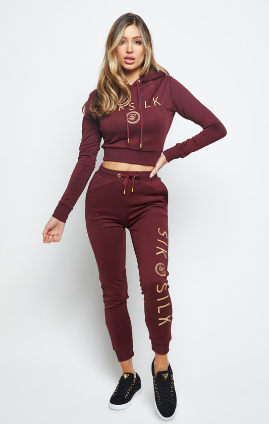 SikSilk Eyelet Mesh Track Pants - Burgundy