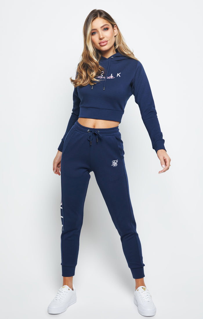 SikSilk Colour Signature Crop Hoodie - Blue (1)