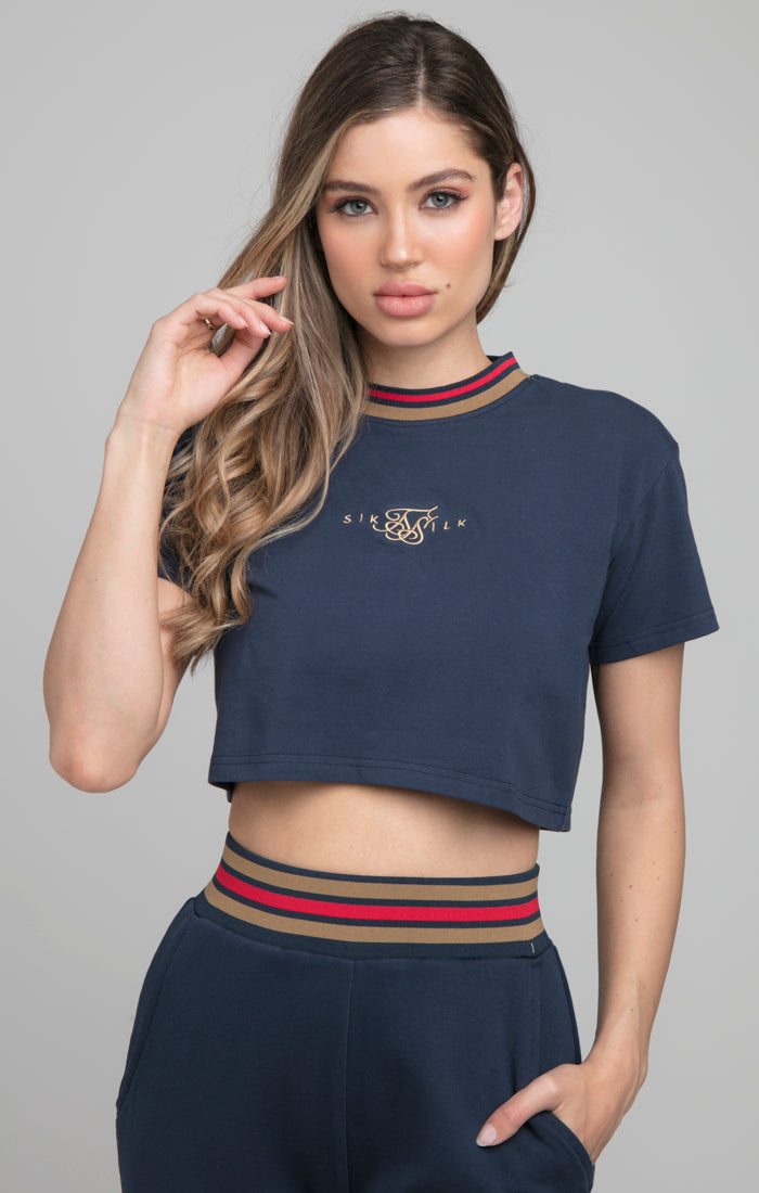 SikSilk Reign Crop Tee - Navy