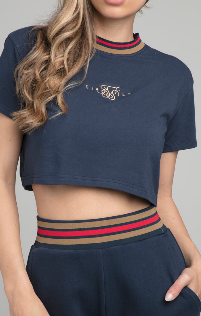 SikSilk Reign Crop Tee - Navy (1)
