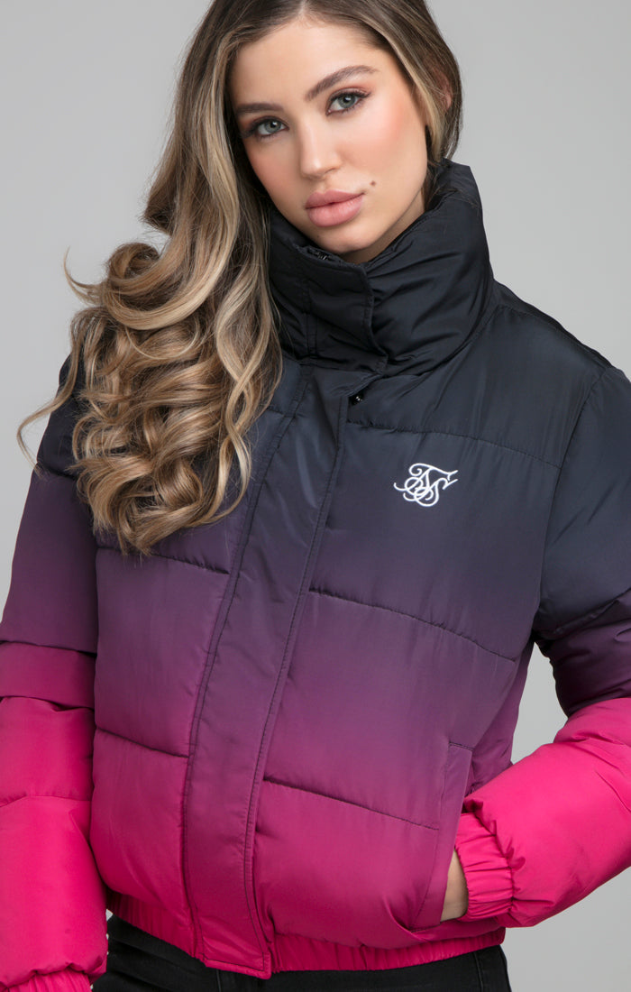 SikSilk Fade Padded Jacket - Black & Pink (1)