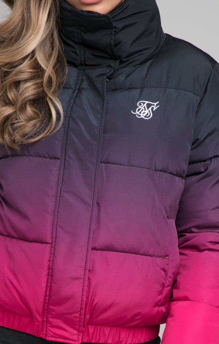 SikSilk Fade Padded Jacket - Black & Pink (2)