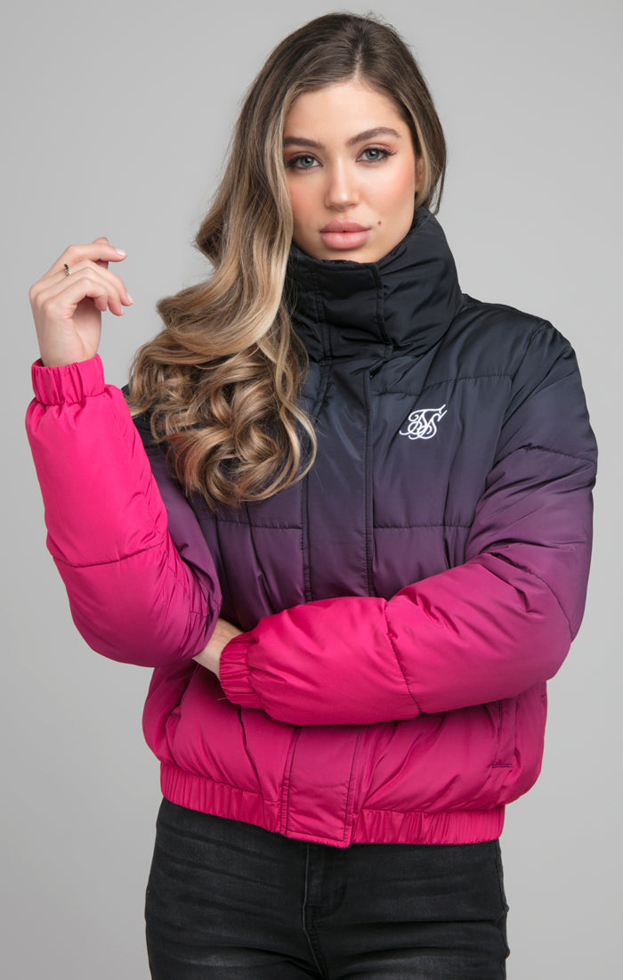 SikSilk Fade Padded Jacket - Black & Pink