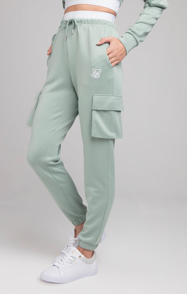 SikSilk Cargo Tape Track Pants Sage