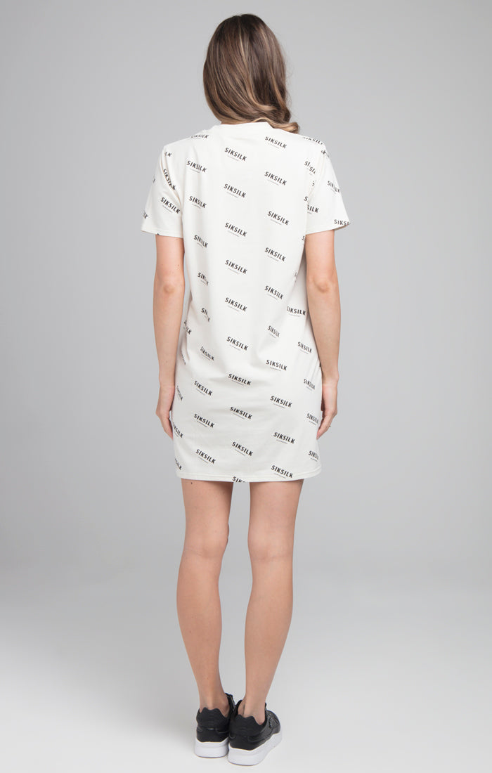 Load image into Gallery viewer, SikSilk Repeat Print T-Shirt Dress - Beige (4)