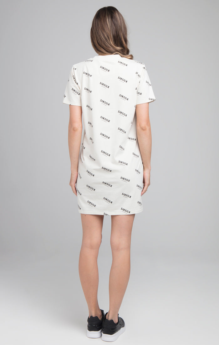 SikSilk Repeat Print T-Shirt Dress - Beige (4)