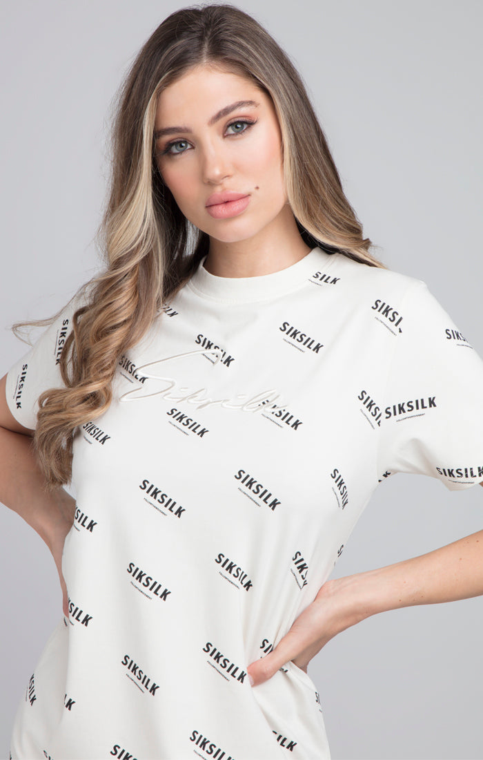 SikSilk Repeat Print T-Shirt Dress - Beige (2)