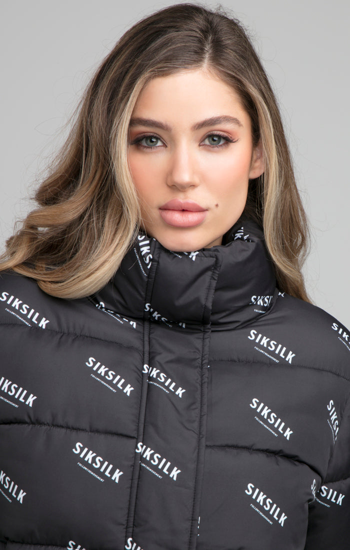 SikSilk All Over Print Padded Jacket - Black (1)