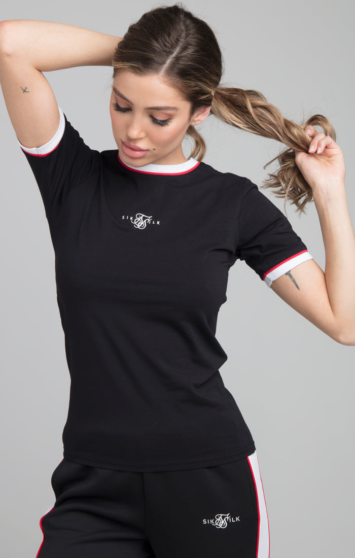 SikSilk Piping Ringer Tee - Black
