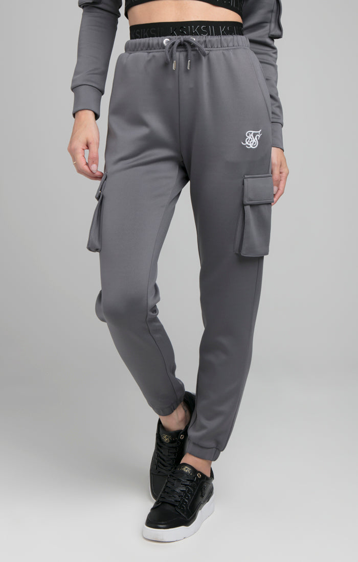 SikSilk Cargo Taped Track Pants - Grey