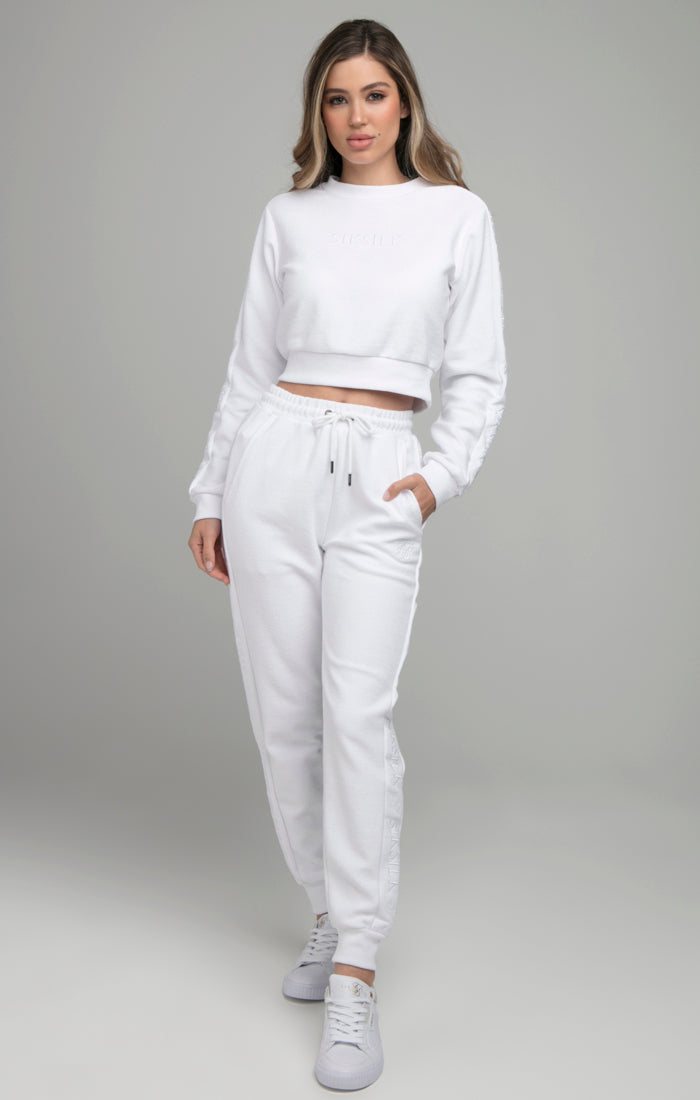 SikSilk Loopback Embroidered Crop Sweat - White (3)