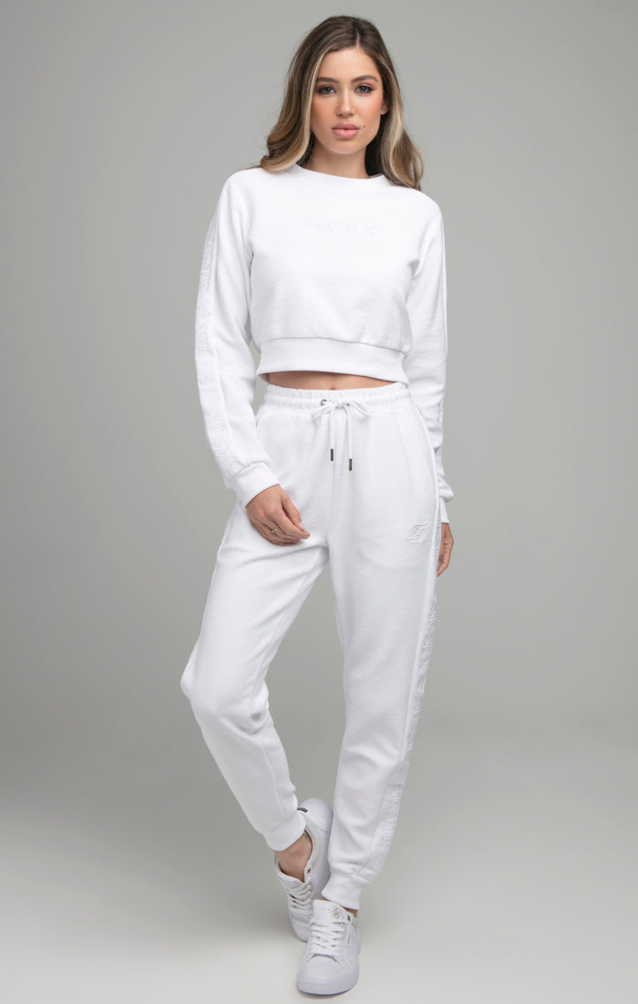 SikSilk Loopback Embroidered Crop Sweat - White (4)