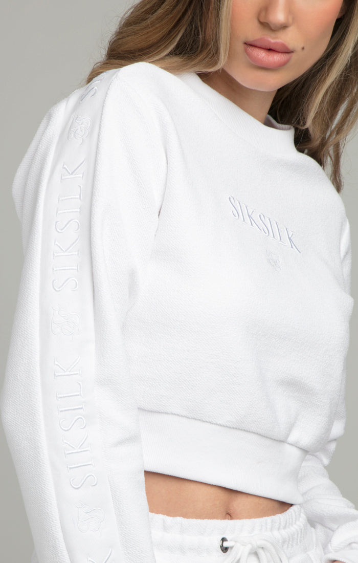 SikSilk Loopback Embroidered Crop Sweat - White (1)