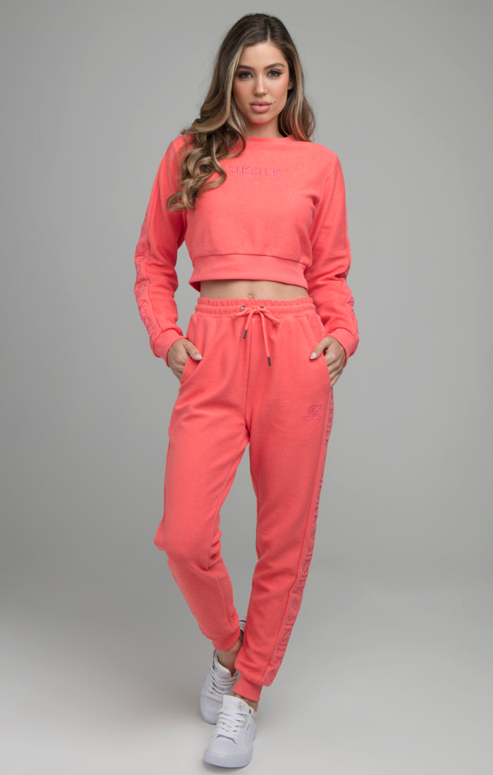 SikSilk Loopback Embroidered Crop Sweat - Pink (1)