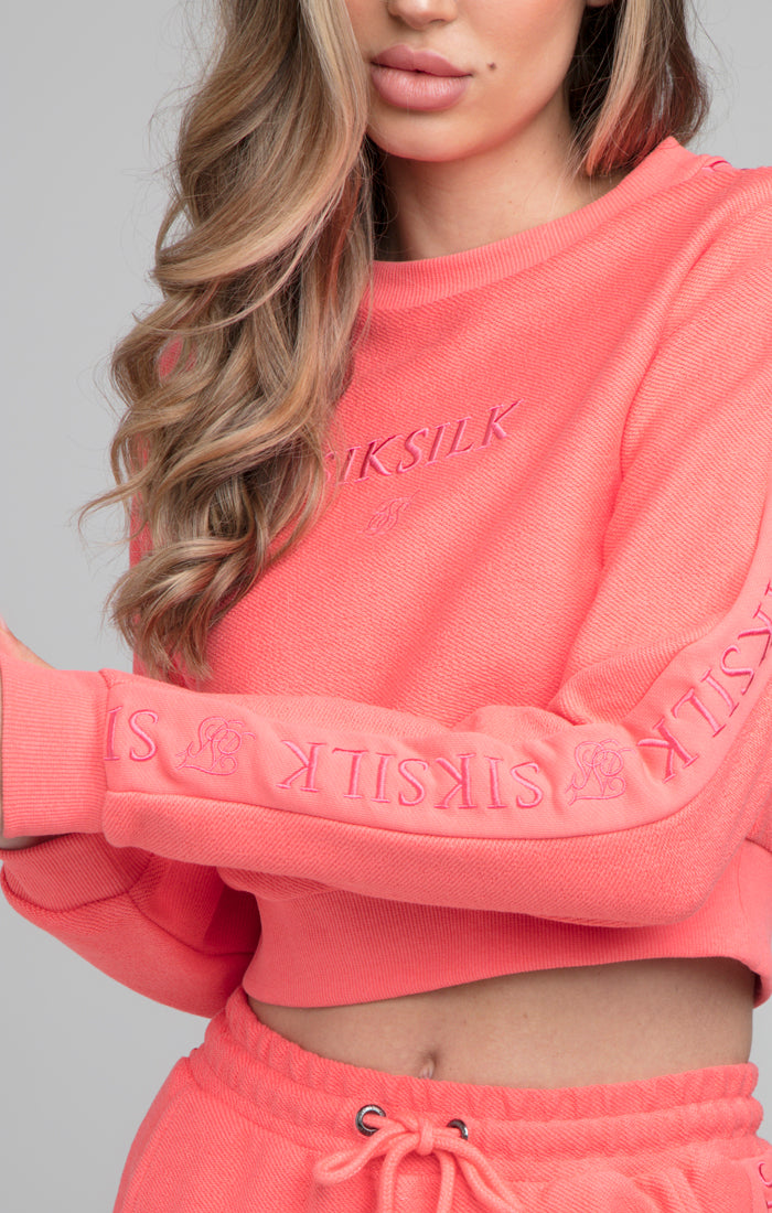 SikSilk Loopback Embroidered Crop Sweat - Pink (2)