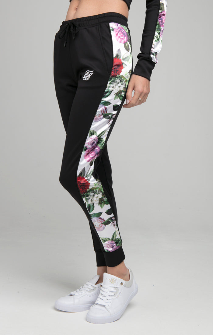 SikSilk Floral Pixel Track Pants - Black