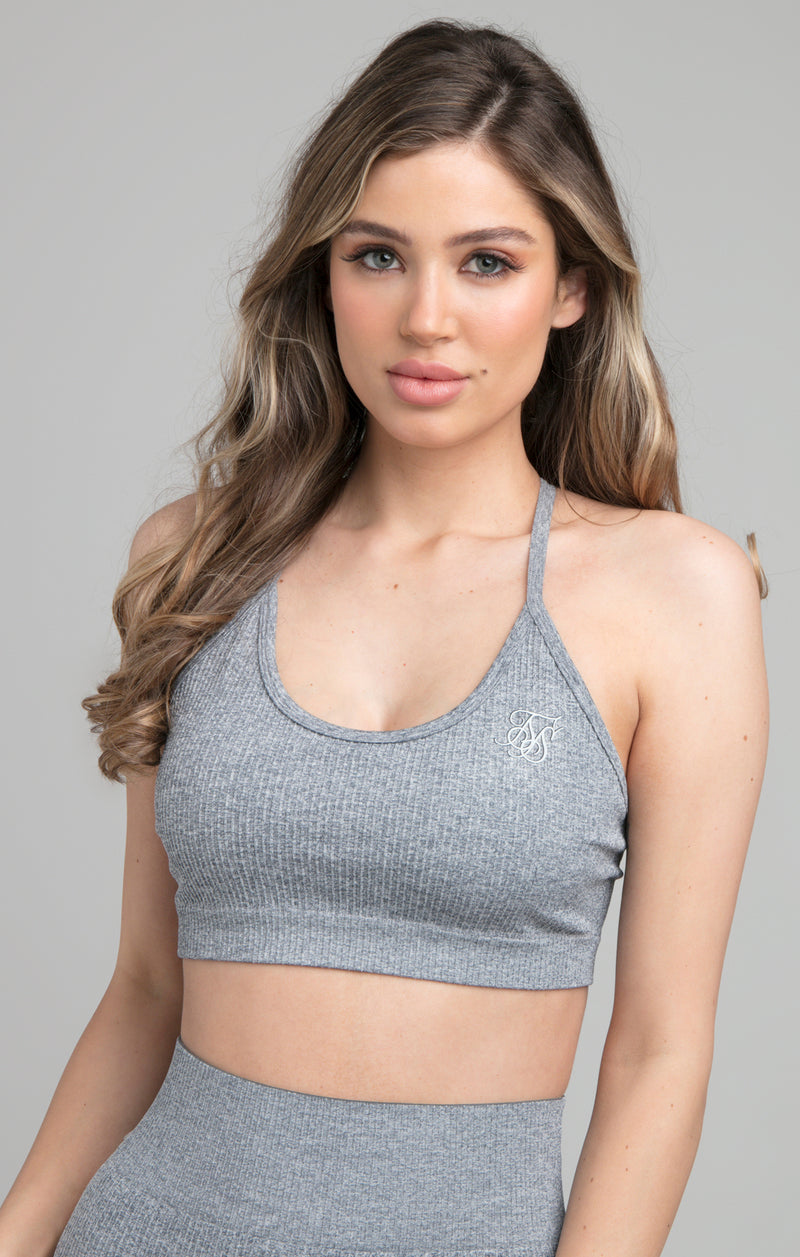 SikSilk Ribbed Gym Bralette - Grey