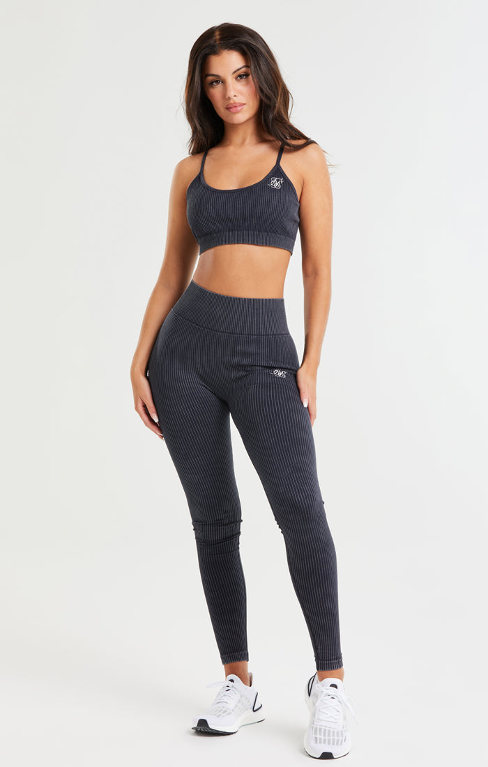 SikSilk Ribbed Gym Bralette - Black (1)