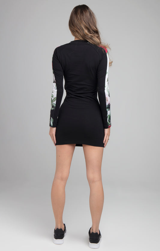 SikSilk Floral Pixel Bodycon Dress - Black
