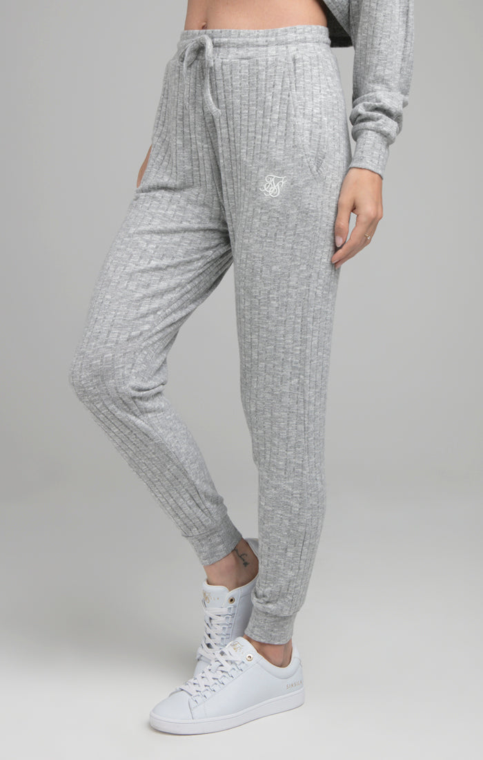 SikSilk Rib Lounge Pants - Grey Marl