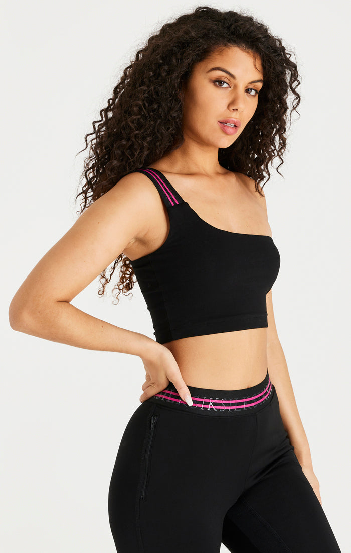 Black Tape One Shoulder Crop Bralette
