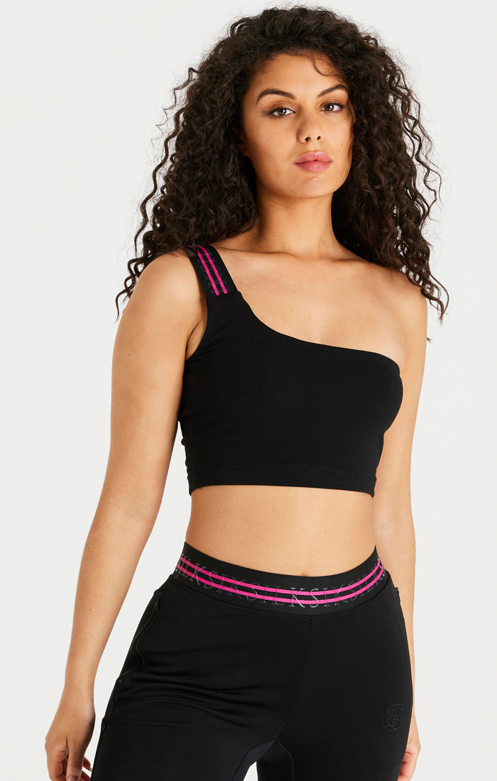Black Tape One Shoulder Crop Bralette (1)