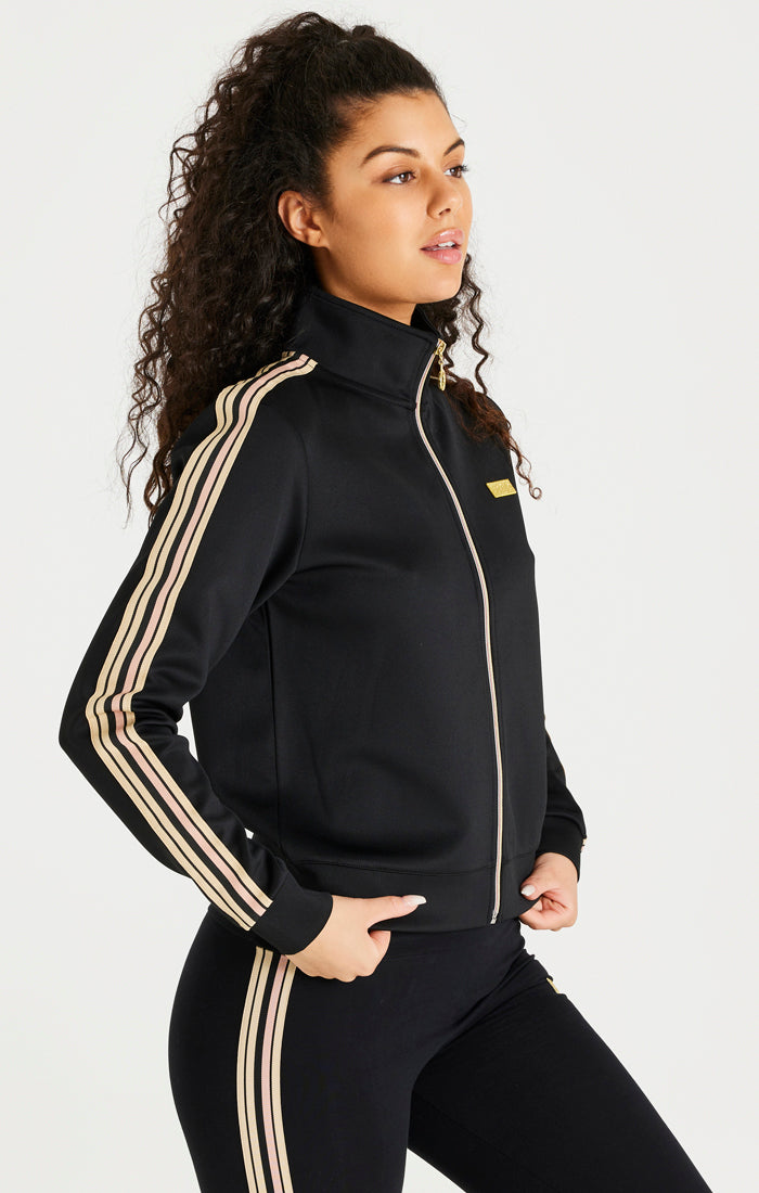 Black Funnel Neck Zip Thru