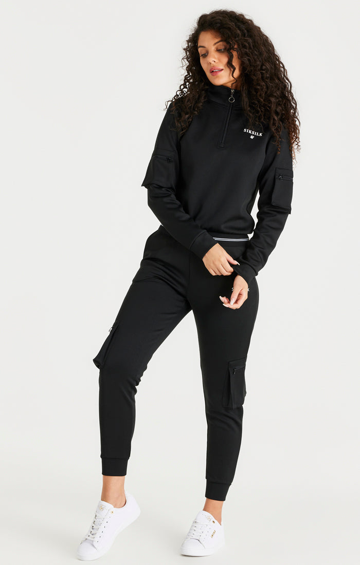 Load image into Gallery viewer, Black Cargo 1/4 Zip Hoodie (5)