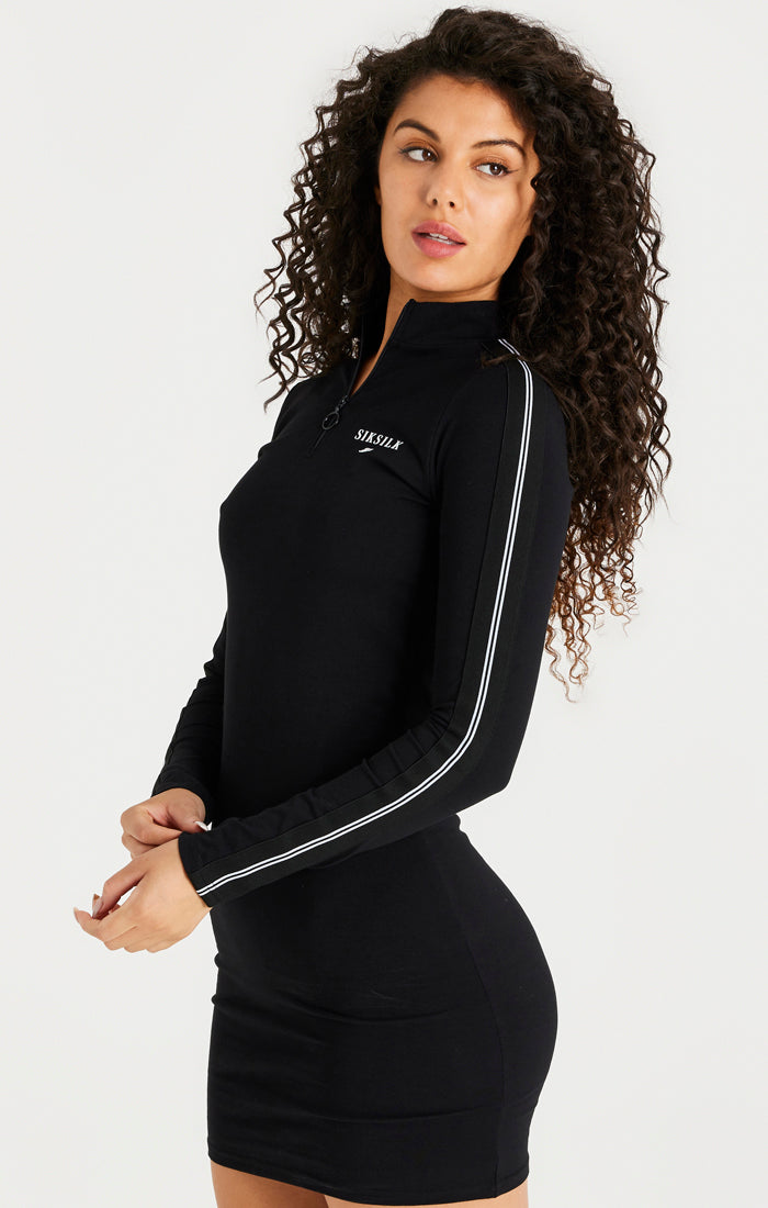 Black Long Sleeve 1/4 Zip Dress (1)