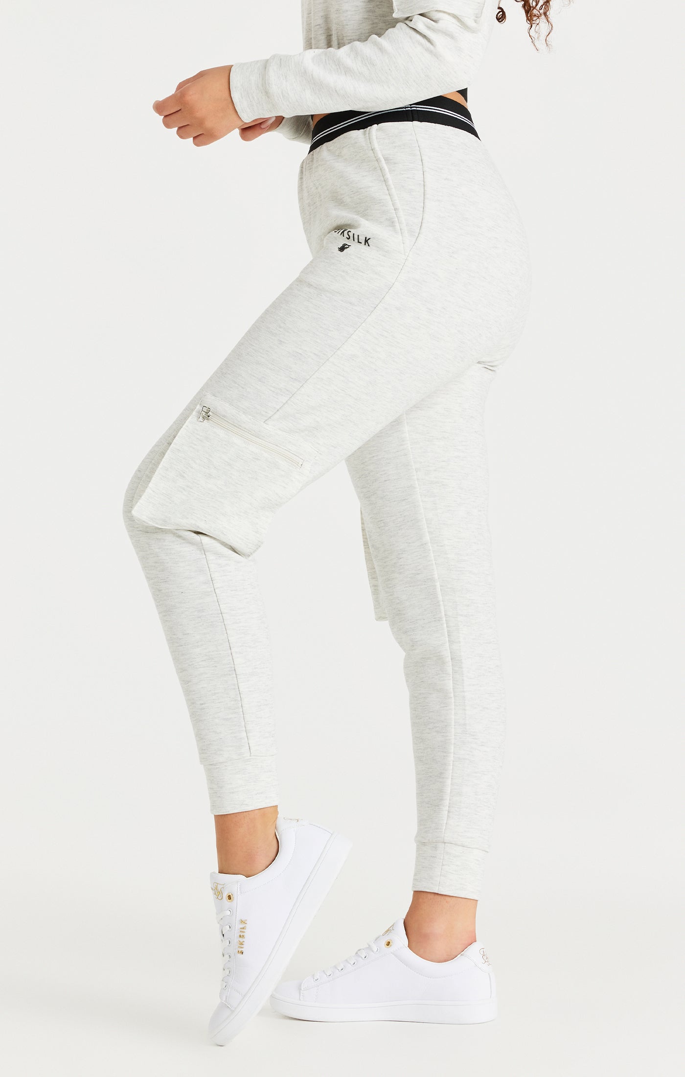 Load image into Gallery viewer, Ice Grey Marl Cargo Track Pant (1)