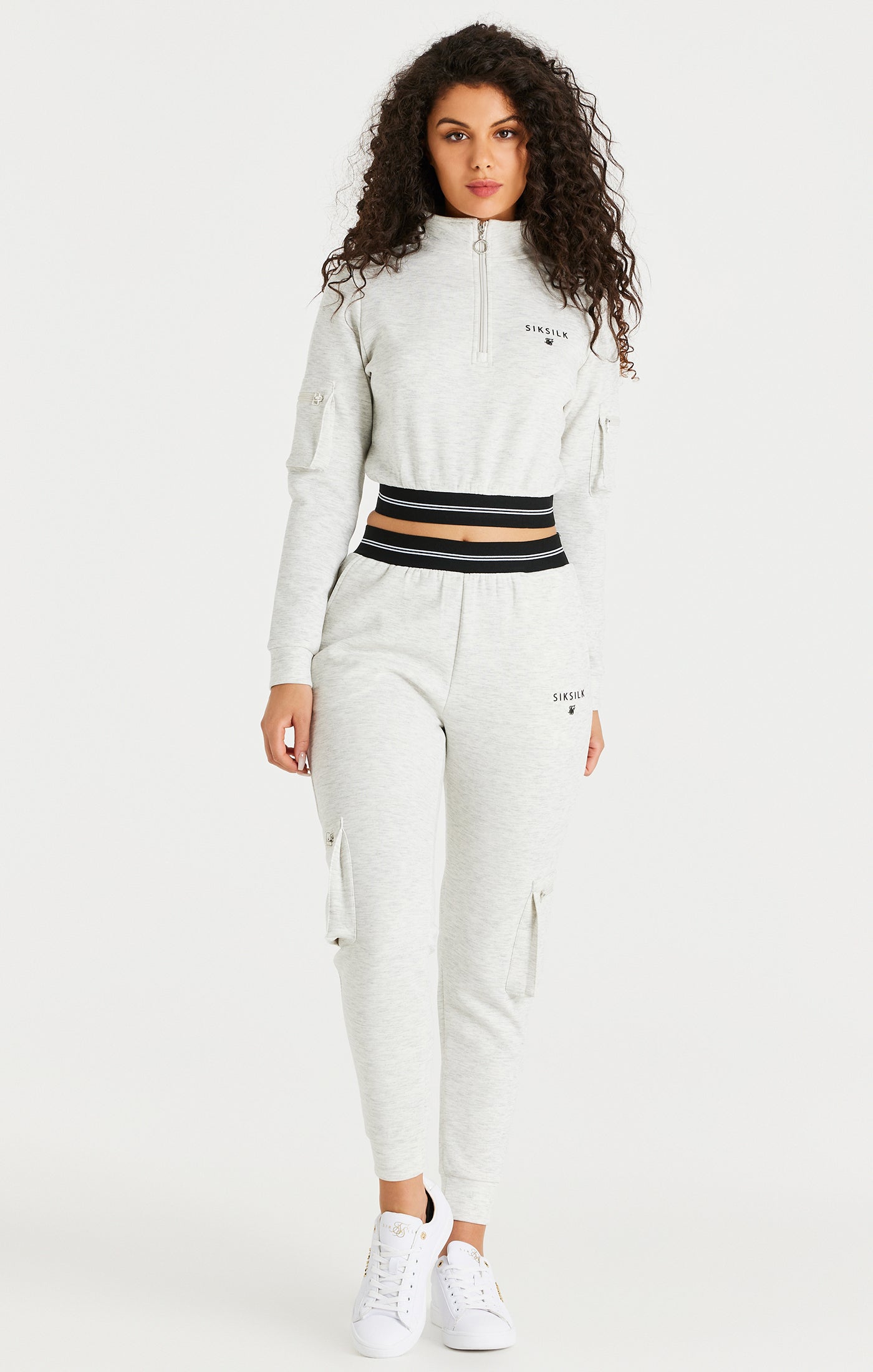 Load image into Gallery viewer, Ice Grey Marl Cargo Track Pant (3)