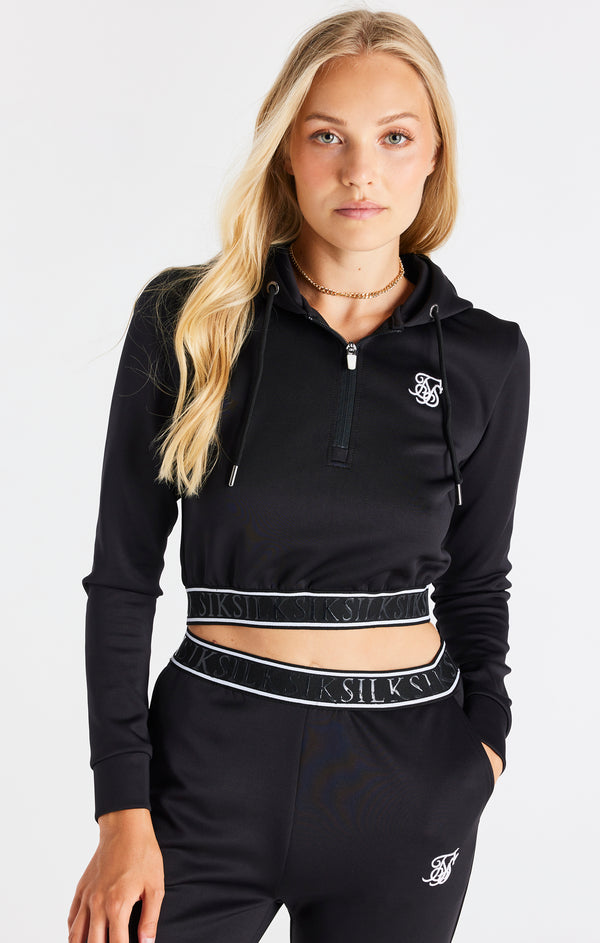 Black Tape Cropped Track Top