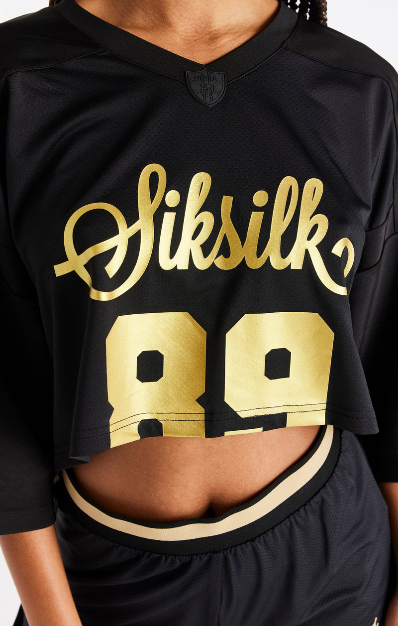 Black Retro Football Crop Jersey (1)