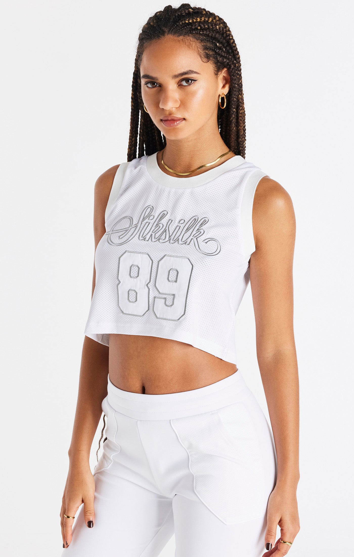 Load image into Gallery viewer, SikSilk Basketball Crop Vest - White