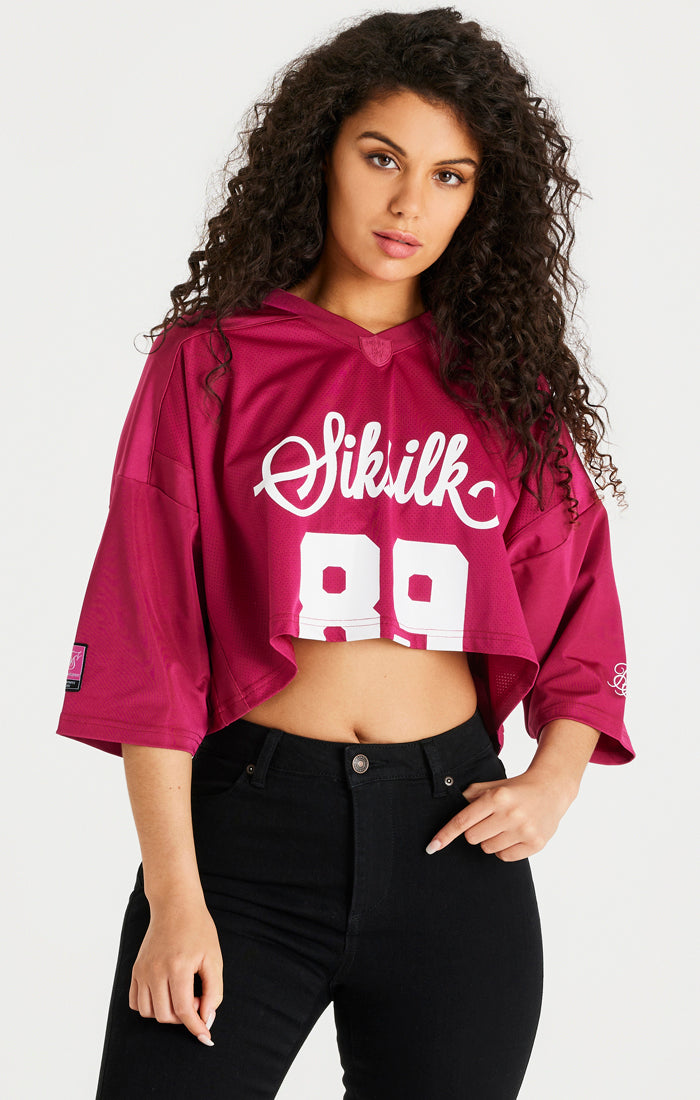 Pink Retro Football Crop Jersey