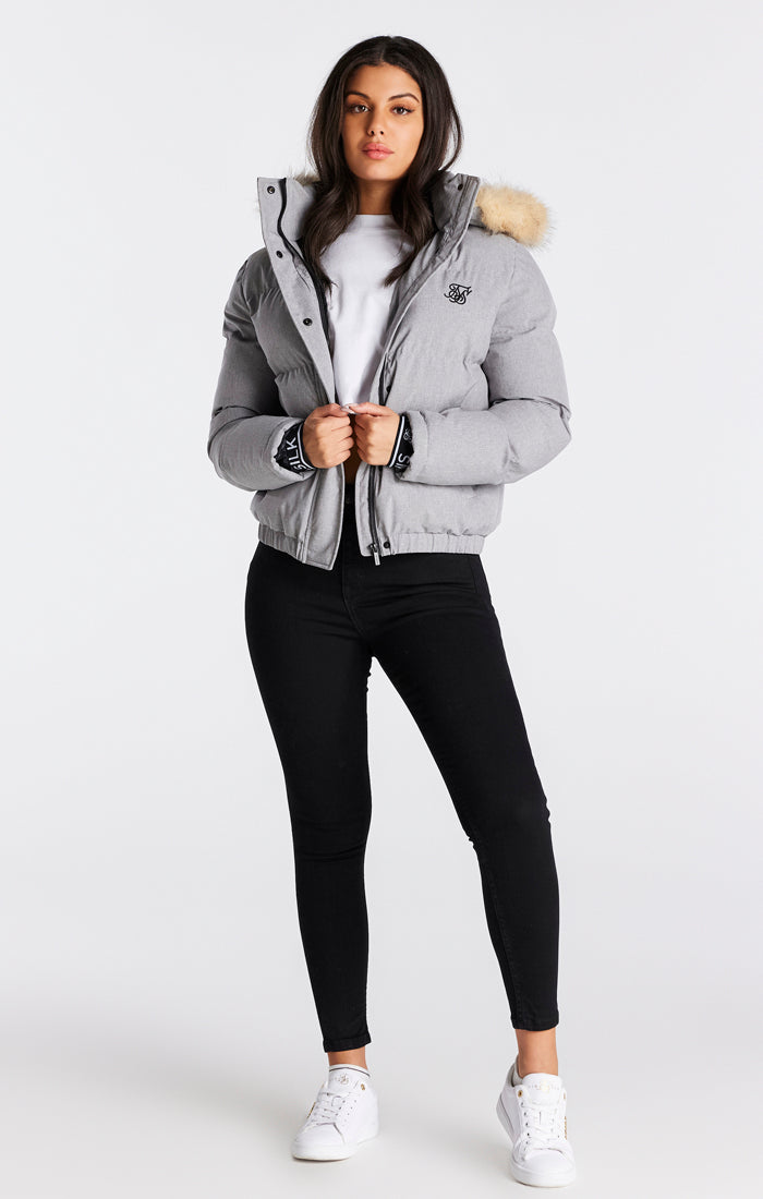 SikSilk Core Cropped Parka - Grey Marl