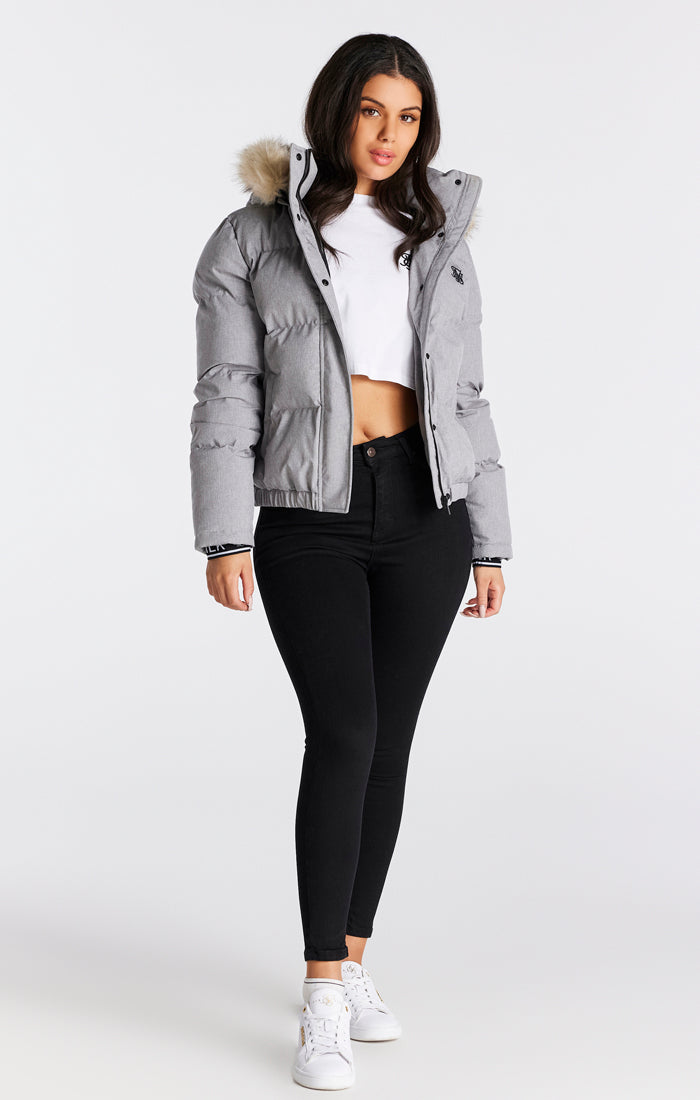 SikSilk Core Cropped Parka - Grey Marl (1)